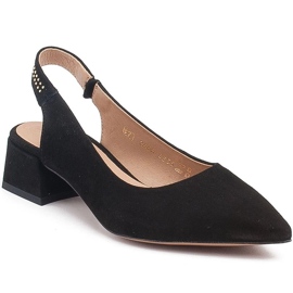 Marco Shoes Černé semišové sandály s ozdobnými proužky černá 2