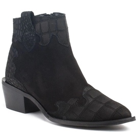 Marco Shoes Černé kozačky z přírodního semiše bez izolace černý 1