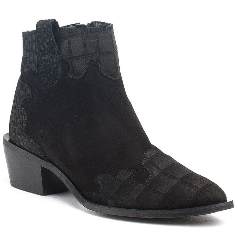 Marco Shoes Černé kozačky z přírodního semiše bez izolace černý 1