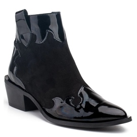 Marco Shoes Černé kozačky z přírodního semiše s přídavkem laku černý 1