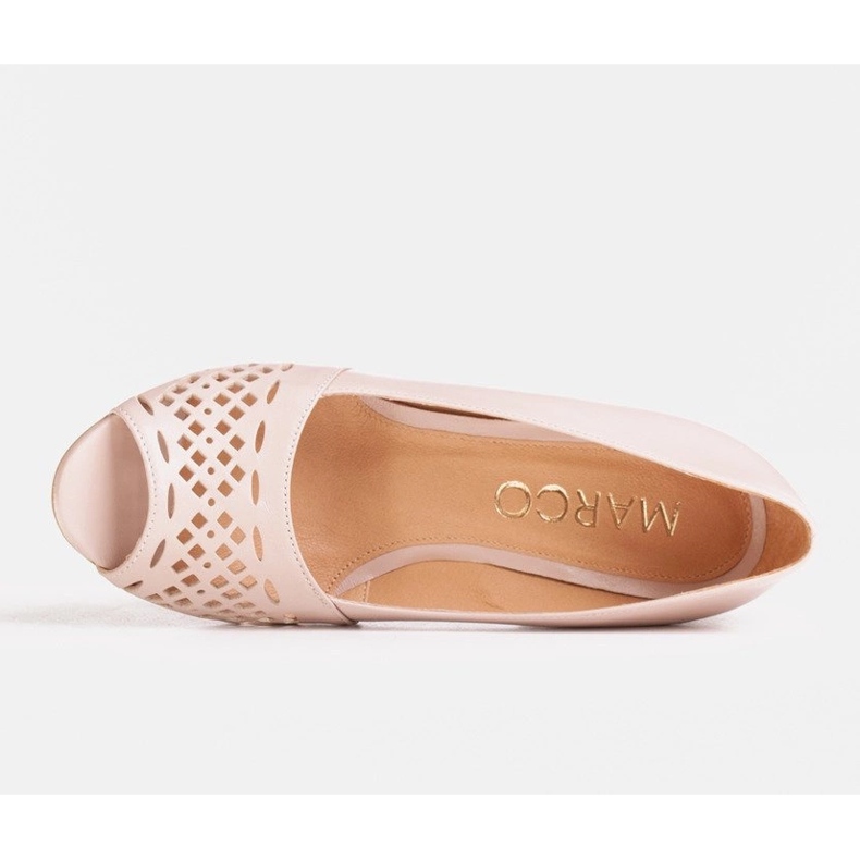 Marco Shoes Béžové lodičky s perforovanou přední částí béžový 2