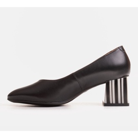 Marco Shoes Černé kožené lodičky na zebře pruhovaném podpatku černý 2