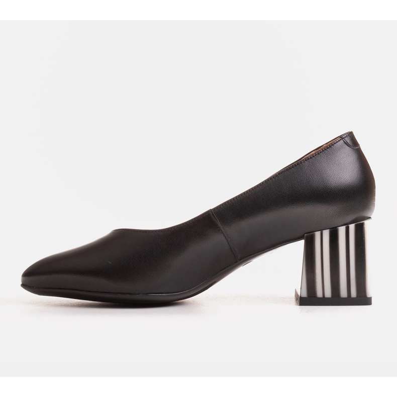 Marco Shoes Černé kožené lodičky na zebře pruhovaném podpatku černý 2