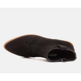 Marco Shoes Elegantní kožené kotníkové boty na nízkém podpatku černý 1