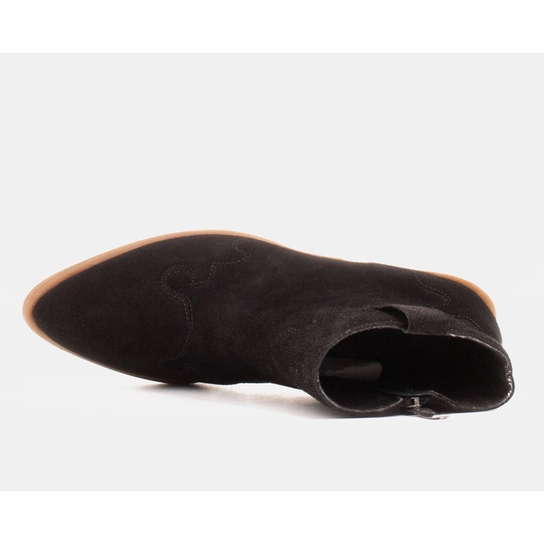 Marco Shoes Elegantní kožené kotníkové boty na nízkém podpatku černý 1