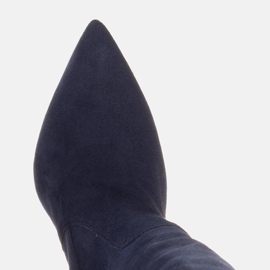 Marco Shoes Vysoké, mačkané, tmavě modré kozačky z přírodního semiše modrý 2