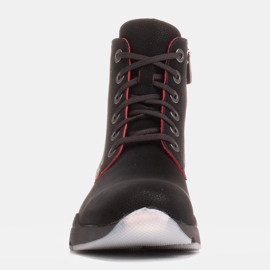 Marco Shoes Sportovní dámské nubukové boty s červenými vsadkami černý 1