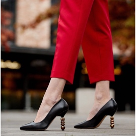 Marco Shoes Kožená stiletta z měkké lícové kůže s kamínky černý 2