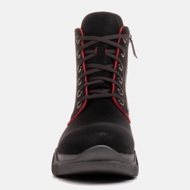Marco Shoes Dámské černé kožené boty s červenými okraji černý 1