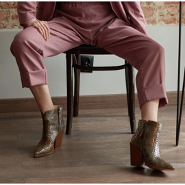Marco Shoes Dámské kovbojské boty z přírodní kůže stříbro 1