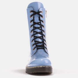 Marco Shoes Vysoké kotníkové boty, kozačky zavázané na průsvitné podrážce modrý 3