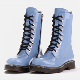 Marco Shoes Vysoké kotníkové boty, kozačky zavázané na průsvitné podrážce modrý 5