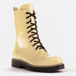 Marco Shoes Vysoké kotníkové boty, kozačky zavázané na průsvitné podrážce žluť 2
