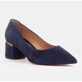 Marco Shoes Lodičky z přírodního semiše se stříbrným detailem v patě modrý 1