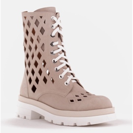 Marco Shoes Velurové boty s perforací béžový 1