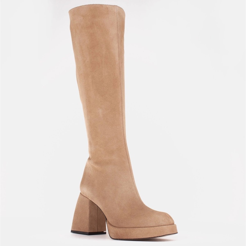 Marco Shoes Elegantní kozačky Patrizia na platformě béžový 1