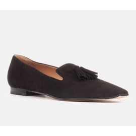 Marco Shoes Dámské pánské balerínky s třásněmi černý 1