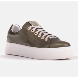 Marco Shoes Dámské tenisky z pravé kůže na silné podrážce zelená 1