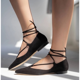 Marco Shoes Semišové baleríny s páskem kolem dokola černý 1