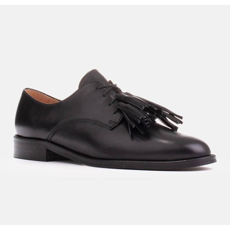 Marco Shoes Šněrovací boty s třásněmi černý 1