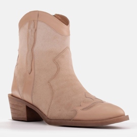 Marco Shoes Kovbojské boty z přírodního semiše béžový 2