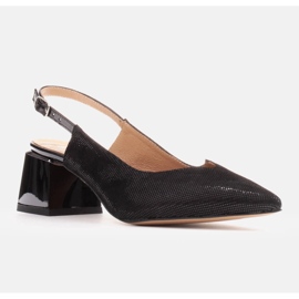 Marco Shoes Semišové sandály s lesklým vzorem černý 1