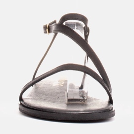 Marco Shoes Kožené sandály s plochým dnem černý 2