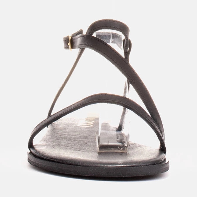 Marco Shoes Kožené sandály s plochým dnem černý 2