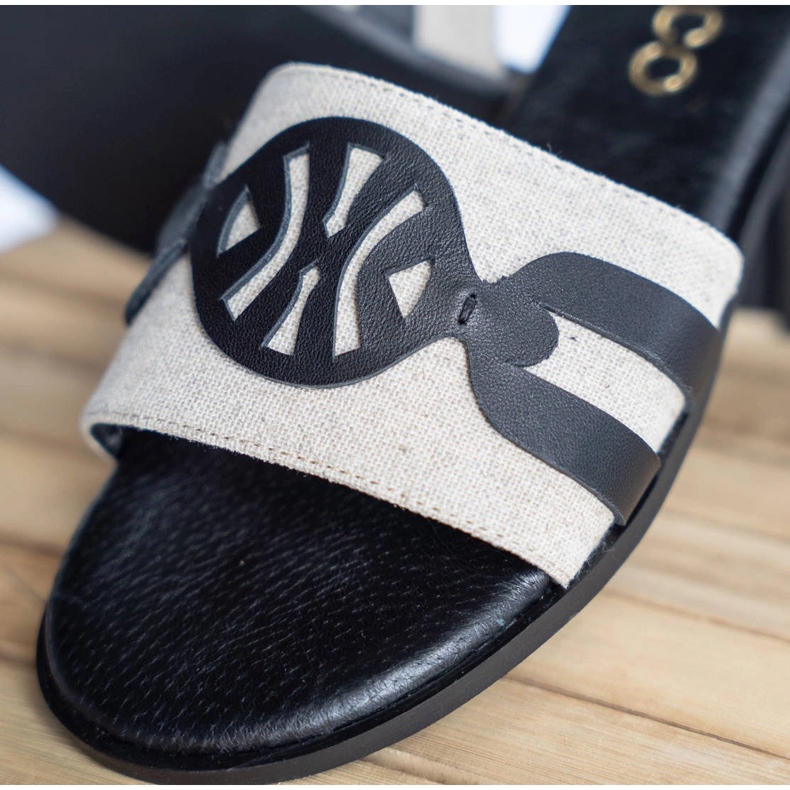 Marco Shoes Elegantní pantofle vyrobené z látky kombinované s kůží béžový 1