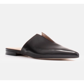 Marco Shoes Kožené pantofle s výřezem černý 1