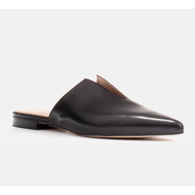 Marco Shoes Kožené pantofle s výřezem černý 1