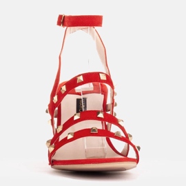 Marco Shoes Semišové sandály s ozdobnými cvočky červený 1