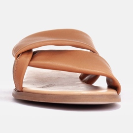 Marco Shoes Kožené žabky na plochém dně hnědý 1