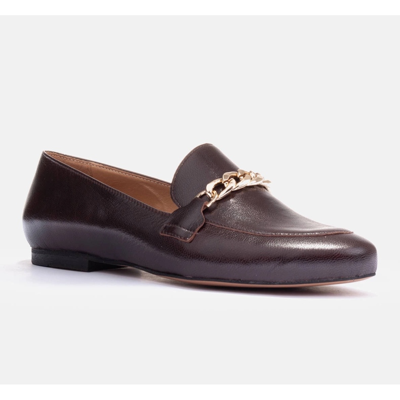 Marco Shoes Balerínky se zlatým řetízkem hnědý 2