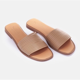 Marco Shoes Kožené pantofle béžový 1