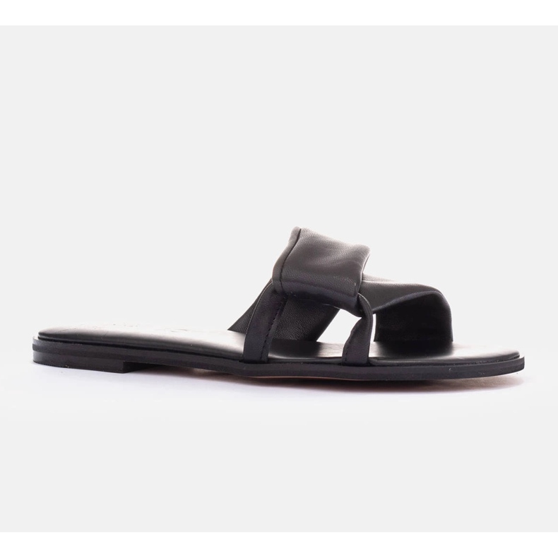 Marco Shoes Kožené žabky na plochém dně černý 1