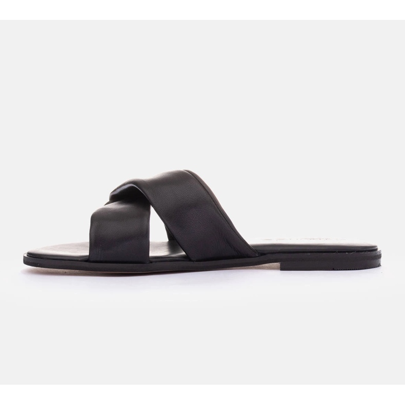 Marco Shoes Kožené žabky na plochém dně černý 2