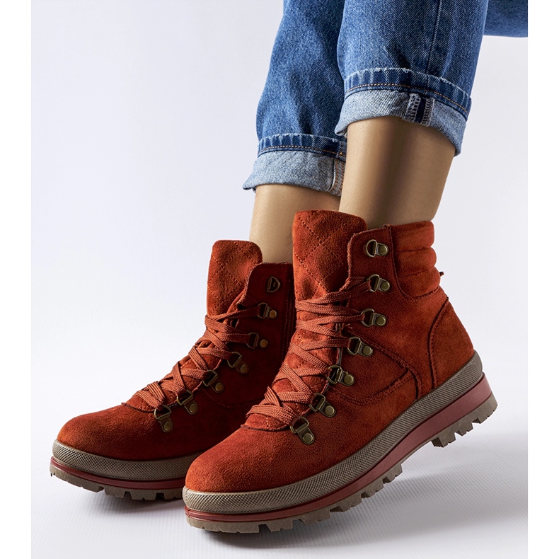 Červené zateplené trekové boty Mazara hnědý 1