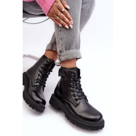 Kožené šněrovací kotníkové boty Black Big Star MM274375 černý 1