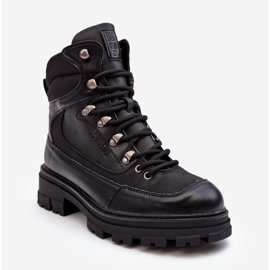 Dámské zateplené šněrovací kotníkové boty Black Big Star MM274663 černý 2
