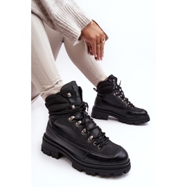 Dámské zateplené šněrovací kotníkové boty Black Big Star MM274663 černý 1