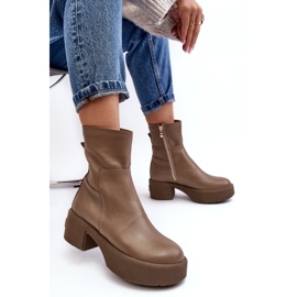 Kožené kotníkové boty Lemar Volavola na nízkém podpatku, tmavě béžová béžový 1 Kožené kotníkové boty Lemar Volavola na nízkém podpatku, tmavě béžová béžový 1