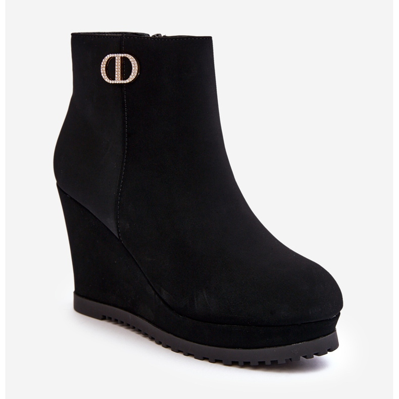 WJ2 Dámské kotníkové boty na klínku s malým zdobením, černá Bertolina 1