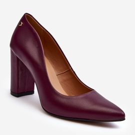 Kožené lodičky na vysokém podpatku Laura Messi 2624/228 Burgundy červené 1