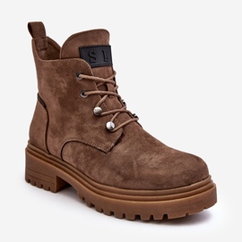 Sergio Leone Dámské nízké teplé kozačky se zipem, tmavě béžová Cameronia béžový 1