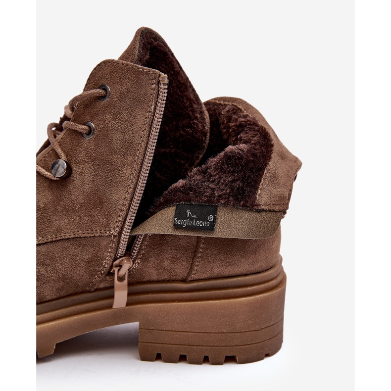 Sergio Leone Dámské nízké teplé kozačky se zipem, tmavě béžová Cameronia béžový 2