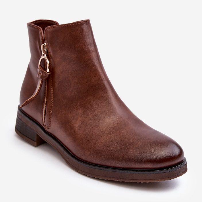 Kožené dámské ploché kozačky Brown Vasica hnědý 1