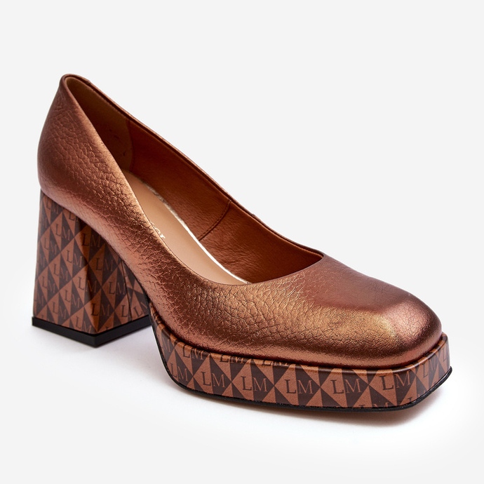 Kožené lodičky na vysokém podpatku Laura Messi 259/819-821 Copper hnědý 1