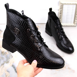 Dámské lakované kozačky do rozkroku, zateplené černé, Filippo DBT4824 černá 1