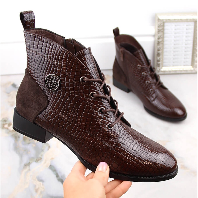 Dámské patentované krokosošky, zateplené hnědé, Filippo DBT4824 hnědý 1 Dámské patentované krokosošky, zateplené hnědé, Filippo DBT4824 hnědý 1